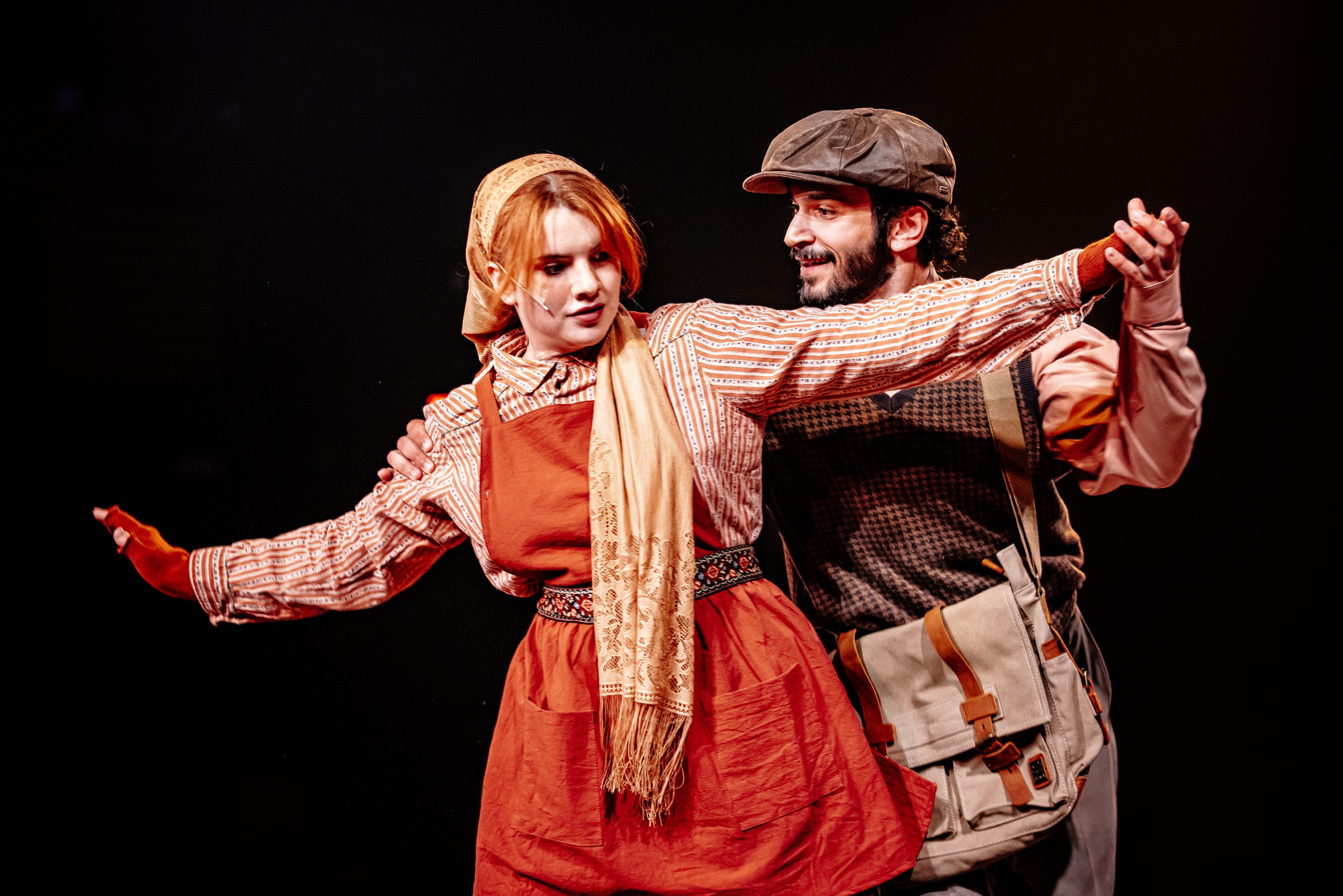 Kiran Behr as Perchik dancing with a fellow performer in Fiddler on the Roof